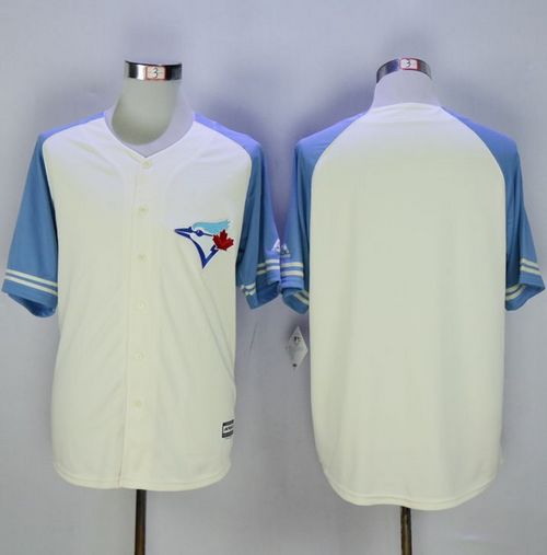 Blue Jays Blank Cream/Blue Exclusive New Cool Base Stitched MLB Jersey